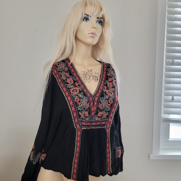 American eagle bohemian blouse top floral embroidery - Picture 7 of 8